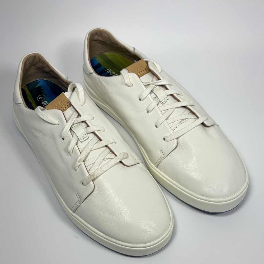 Olukai Wailea White Leather Spikeless Golf Sneaker Women’s 11 Waterproof Unwworn - Picture 6 of 11